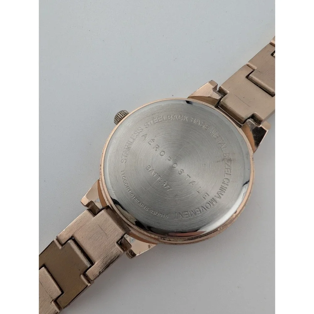 Aeropostale Watch Women 36mm Rose Gold Case Rhinestones 7